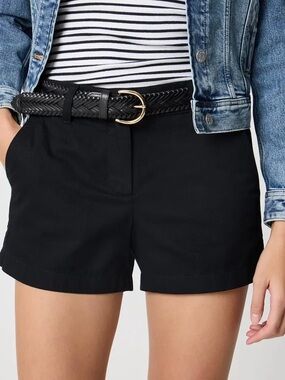 J. Crew Black High-Rise Cotton Blend Shorts